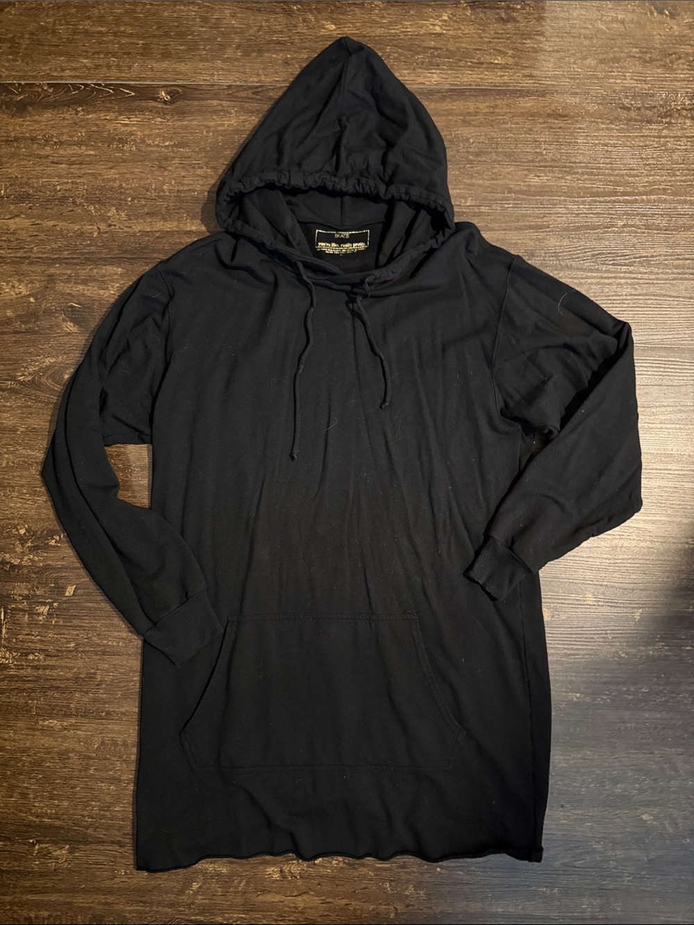 Skatie Black Mini Dress Hooded Long Sleeve